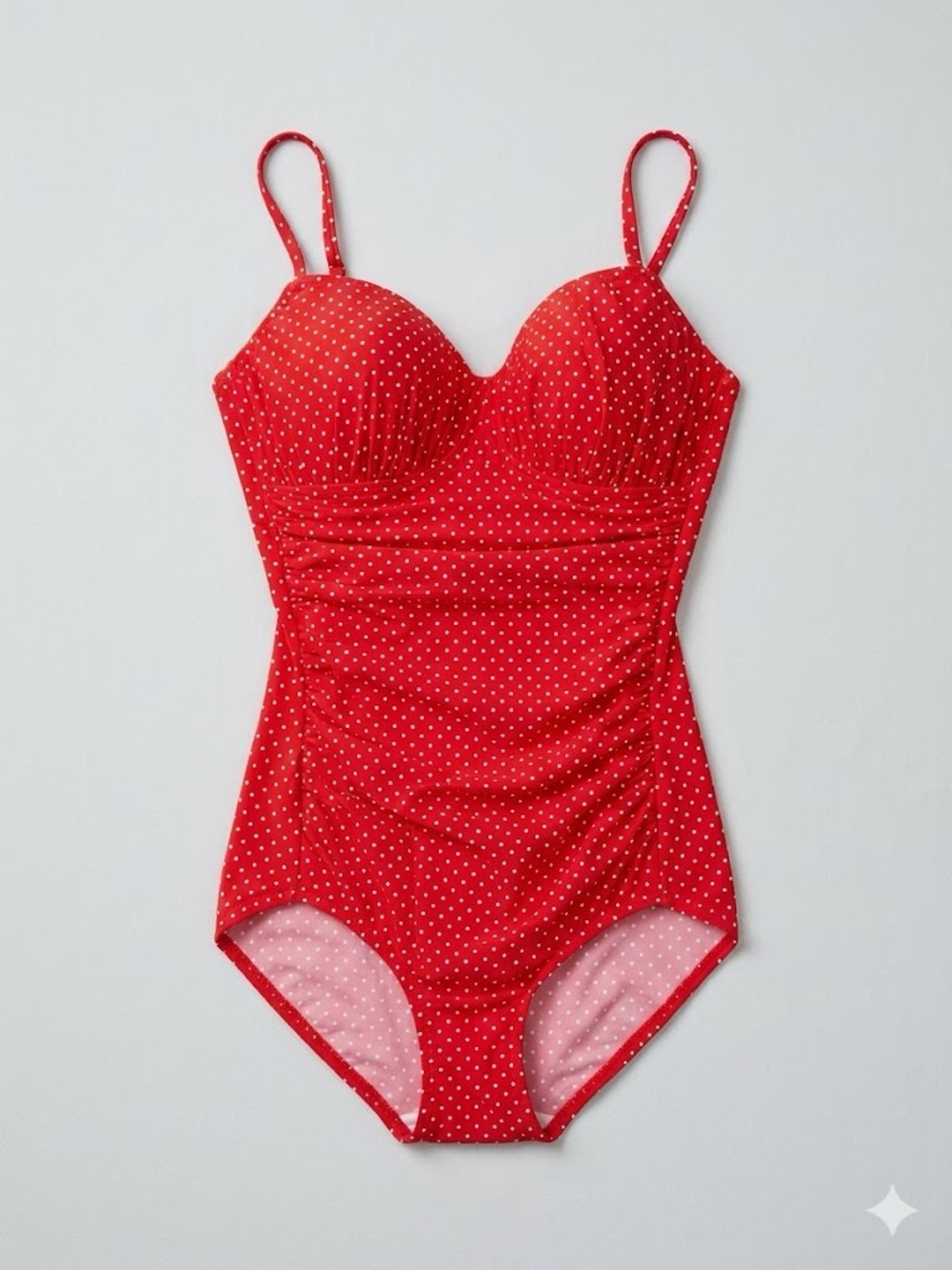 Miraclesuit Red White Polka Dot Ruched One Piece Swimsuit 4th of July Size 10